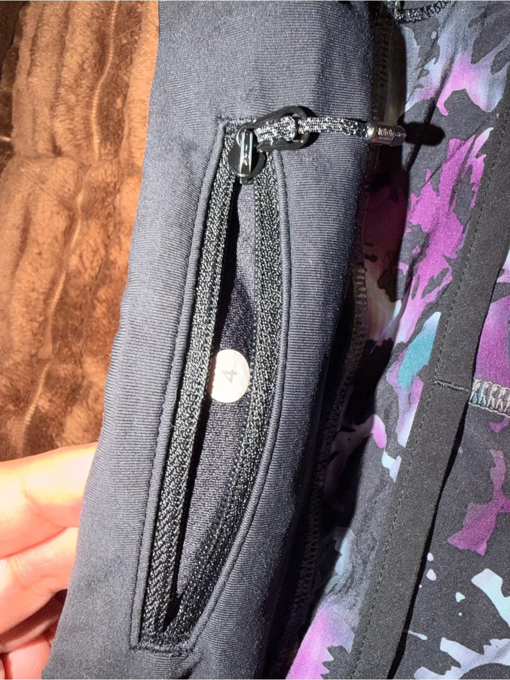 lululemon athletica Black with Purple & Blue Abstract Print Running Shorts